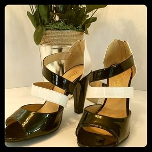 Black and white heels